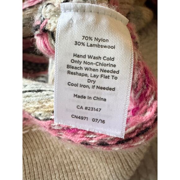 Talbots Fair Isle Cardigan Sweater M Button Up Pink Preppy Nordic Spring - Picture 7 of 9